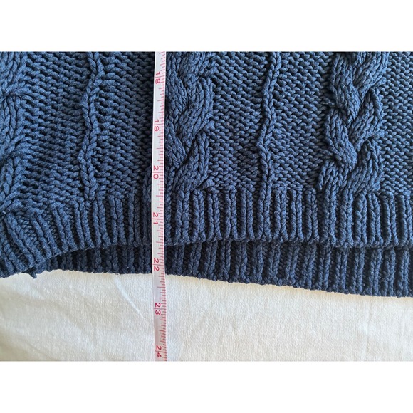 Velvet by Graham & Spencer Sweater Women M Navy Cable Knit Fisherman Core Preppy - Picture 7 of 9